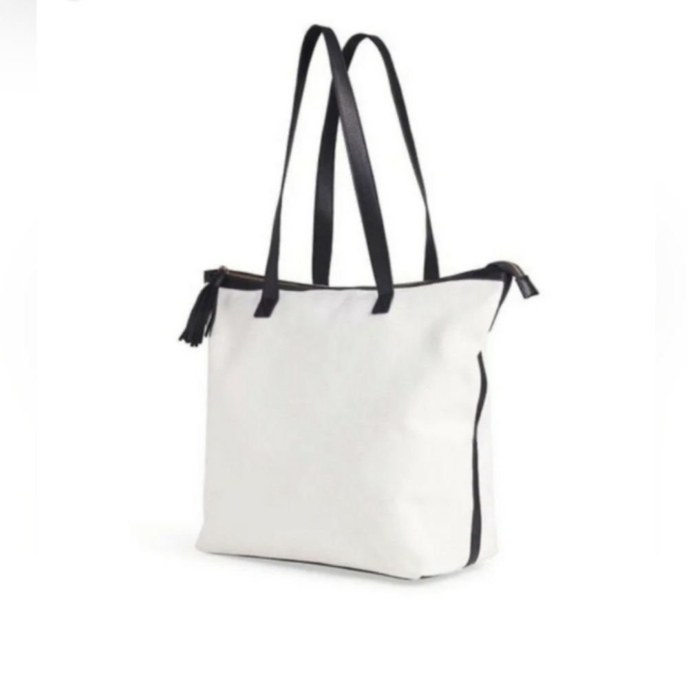 Walter Baker Carly Weekender Canvas Tote Bag Black & White NWT
